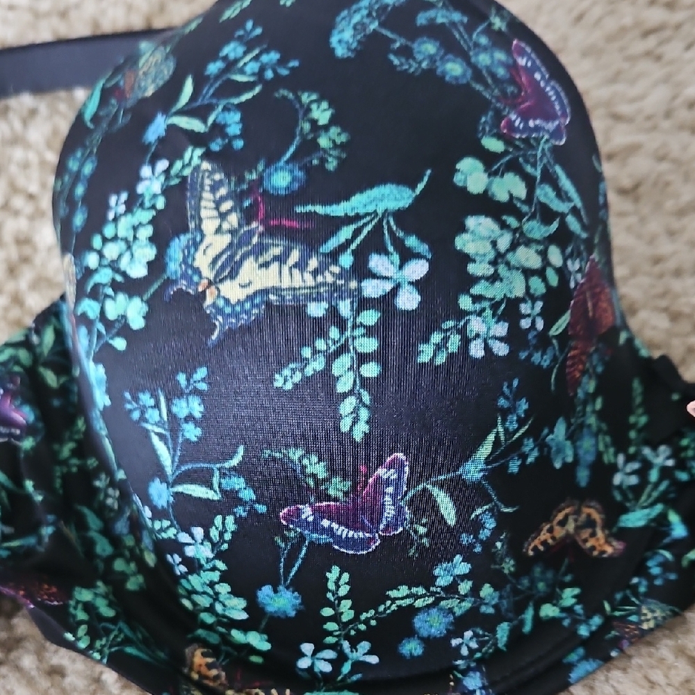 Victoria's Secret Black and Blue Floral Bra - Picture 3 of 3